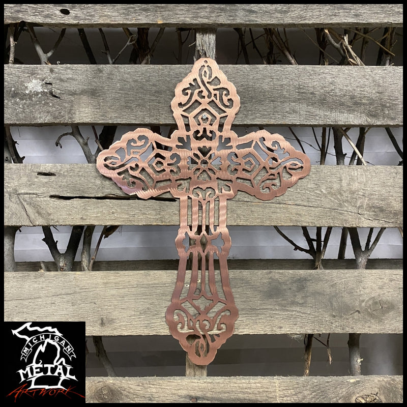 Religious Cross Metal Wall Art Copper