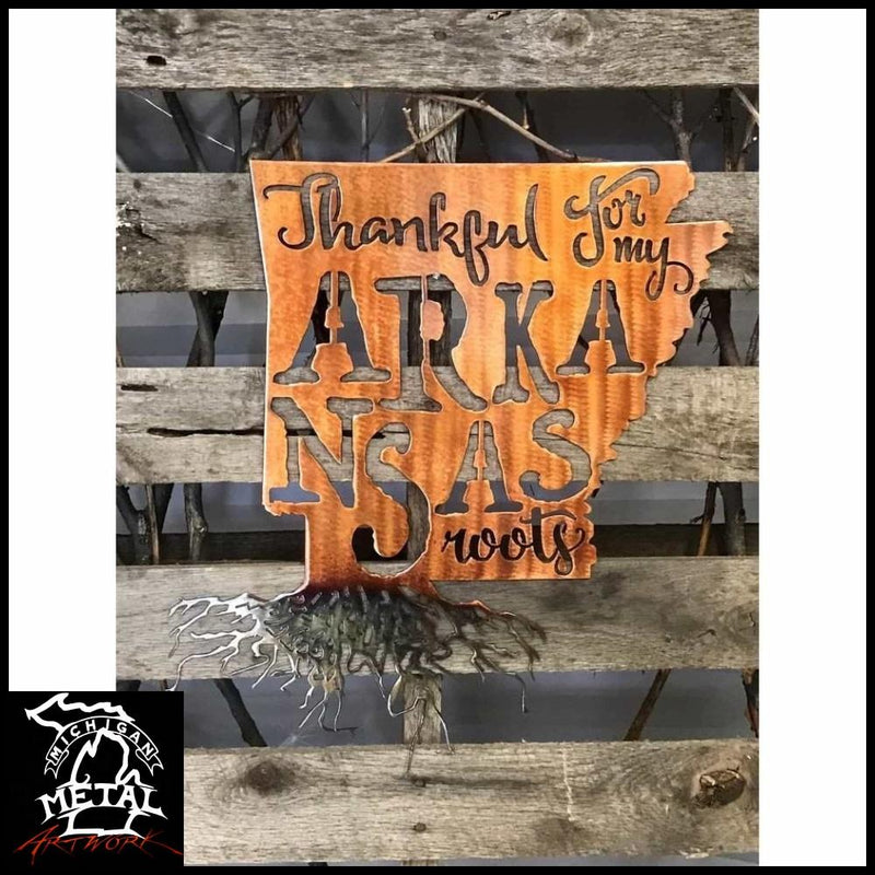 Thankful For My Arkansas Roots Metal Wall Art Copper Bronze Torched /