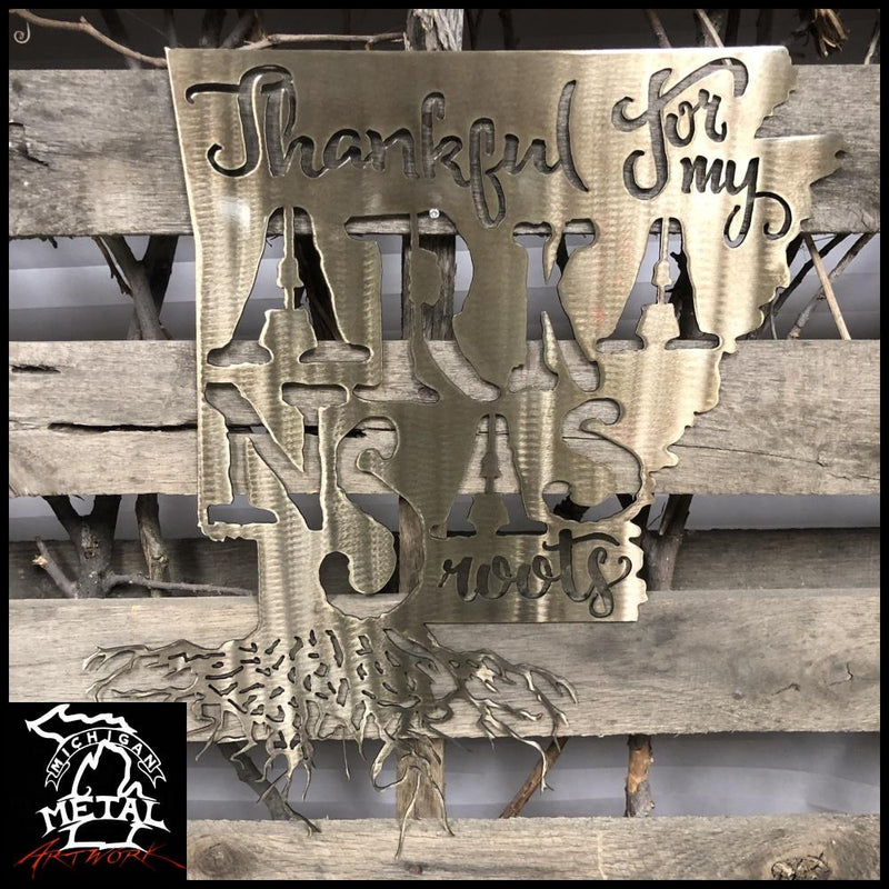 Thankful For My Arkansas Roots Metal Wall Art Pewter /