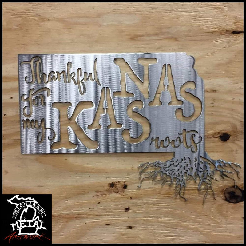 Thankful For My Kansas Roots Metal Wall Art Polished /