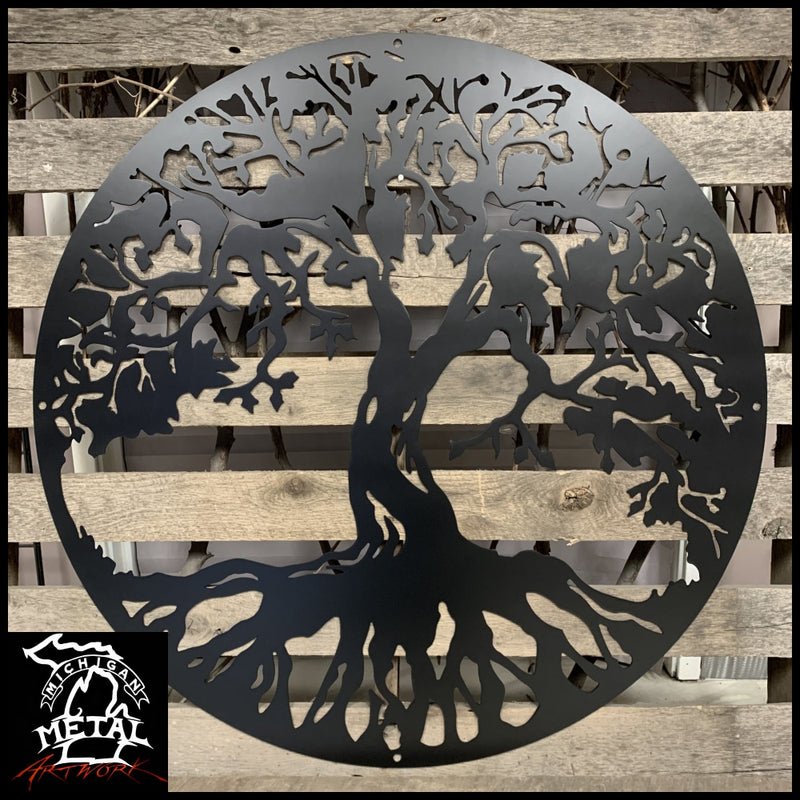 Tree Of Life Metal Wall Art 16 X / Black Trees &amp; Leaves