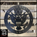 United States Army Metal Wall Art Logo 24 Round / Black Military