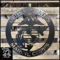 United States Marines Metal Wall Art Logo 24 Round / Black Military