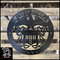 United States Navy Metal Wall Art Logo 24 Round / Black Military