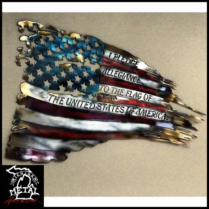 War Torn American Flag Metal Wall Art Flags