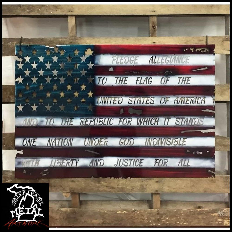Weathered American Flag Metal Wall Art 36 X 24 Flags