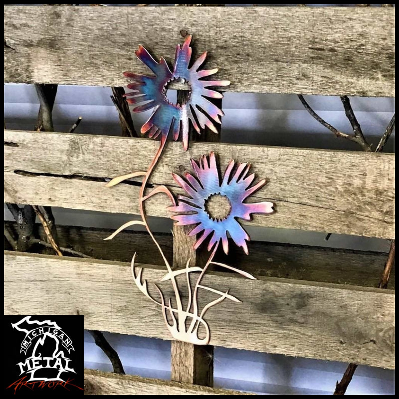 Wild Flower Duo Metal Wall Art Garden