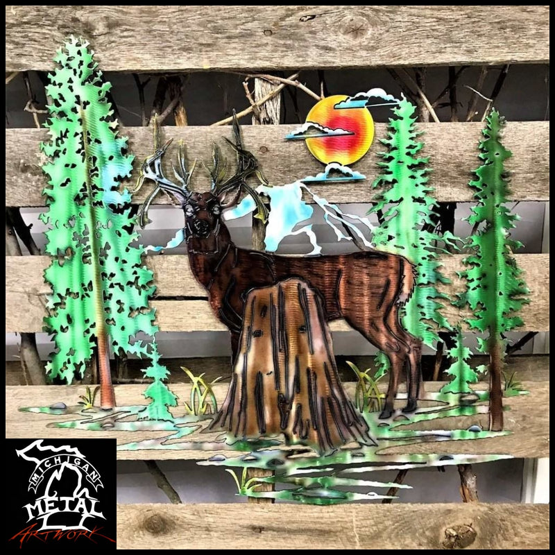 Woodland Deer Metal Wall Art Hunting